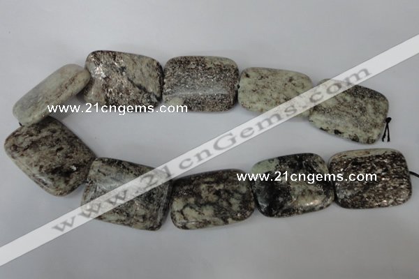 CSI50 15.5 inches 30*40mm rectangle silver scale stone beads wholesale