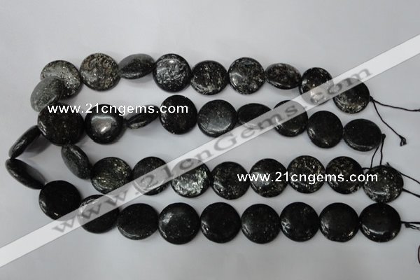 CSI87 15.5 inches 20mm flat round silver scale stone beads wholesale