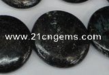 CSI89 15.5 inches 30mm flat round silver scale stone beads wholesale