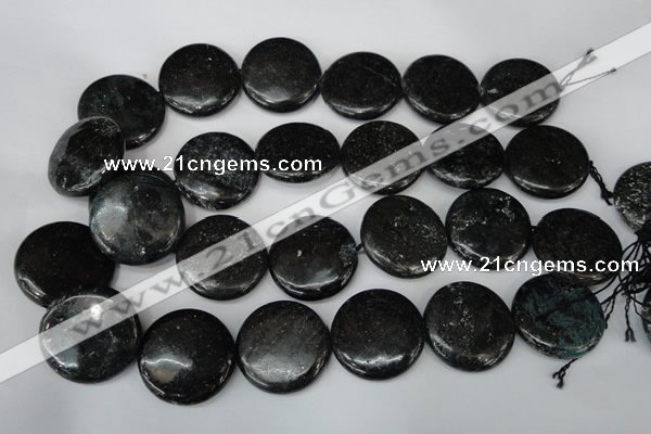 CSI89 15.5 inches 30mm flat round silver scale stone beads wholesale