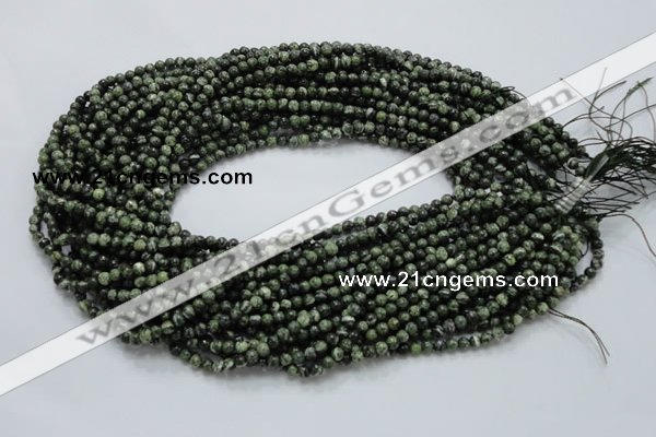 CSJ01 15.5 inches 4mm round green silver line jasper beads wholesale