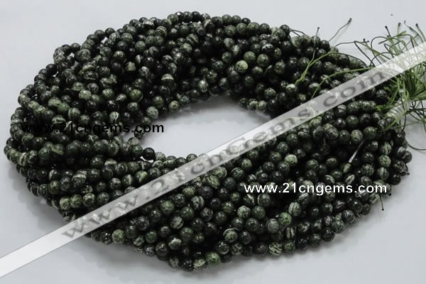 CSJ02 15.5 inches 6mm round green silver line jasper beads wholesale