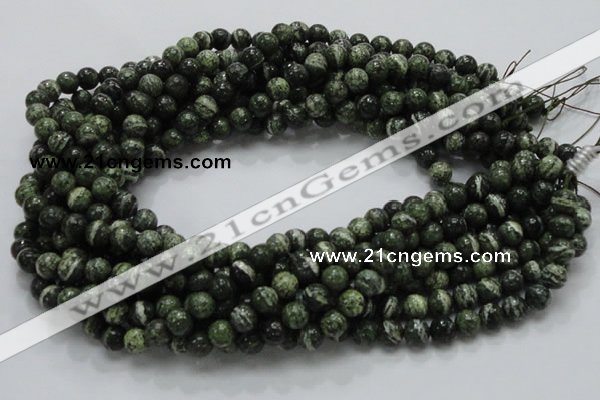 CSJ03 15.5 inches 8mm round green silver line jasper beads wholesale