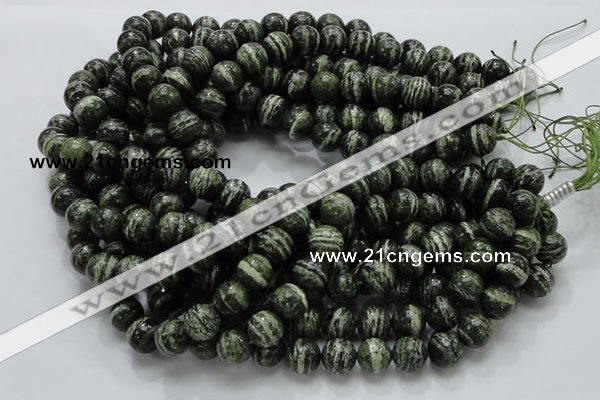 CSJ05 15.5 inches 12mm round green silver line jasper beads wholesale