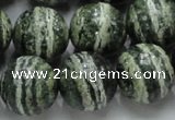 CSJ07 15.5 inches 16mm round green silver line jasper beads wholesale