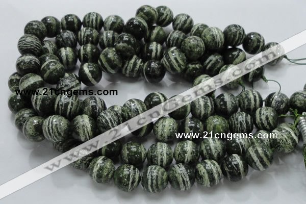 CSJ07 15.5 inches 16mm round green silver line jasper beads wholesale