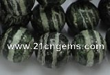 CSJ08 15.5 inches 18mm round green silver line jasper beads wholesale