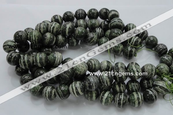 CSJ08 15.5 inches 18mm round green silver line jasper beads wholesale