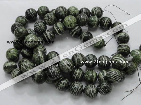 CSJ09 15.5 inches 20mm round green silver line jasper beads wholesale