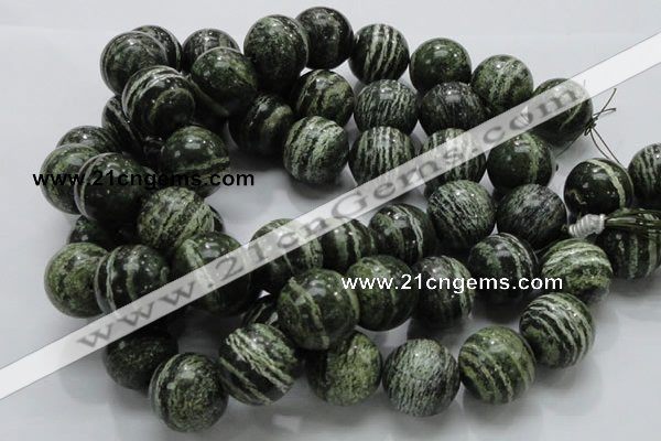 CSJ10 15.5 inches 22mm round green silver line jasper beads wholesale