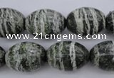 CSJ103 15.5 inches 15*20mm rice green silver line jasper beads