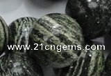 CSJ11 15.5 inches 25mm round green silver line jasper beads wholesale