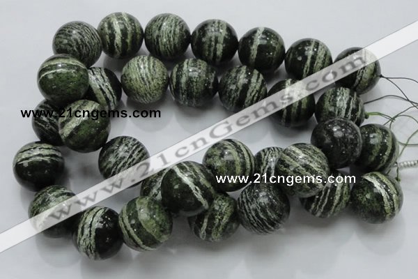 CSJ11 15.5 inches 25mm round green silver line jasper beads wholesale