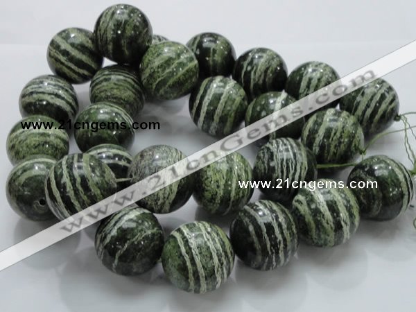 CSJ12 15.5 inches 30mm round green silver line jasper beads wholesale