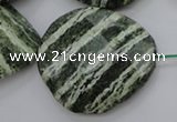 CSJ128 15.5 inches 30*38mm faceted freeform green silver line jasper beads