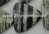 CSJ130 15.5 inches 30*30mm faceted triangle green silver line jasper beads