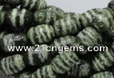 CSJ14 15.5 inches 8*12mm egg-shaped green silver line jasper beads