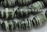 CSJ16 15.5 inches 13*18mm egg-shaped green silver line jasper beads