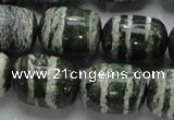 CSJ17 15.5 inches 15*20mm egg-shaped green silver line jasper beads