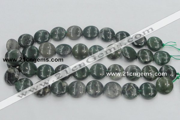 CSJ202 15.5 inches 20mm flat round serpentine jade gemstone beads