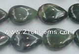 CSJ203 15.5 inches 15*20mm flat teardrop serpentine jade gemstone beads