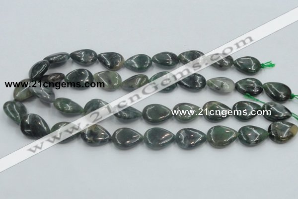 CSJ203 15.5 inches 15*20mm flat teardrop serpentine jade gemstone beads