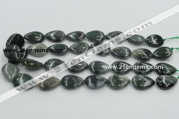 CSJ204 15.5 inches 18*25mm flat teardrop serpentine jade gemstone beads