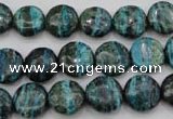 CSJ215 15.5 inches 12mm flat round dyed green silver line jasper beads