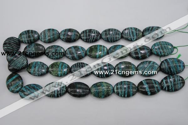 CSJ228 15.5 inches 18*25mm oval dyed green silver line jasper beads