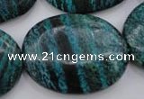 CSJ230 15.5 inches 30*40mm oval dyed green silver line jasper beads