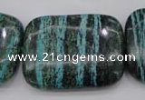 CSJ248 15.5 inches 30*40mm rectangle dyed green silver line jasper beads