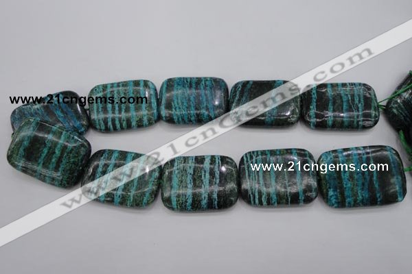 CSJ248 15.5 inches 30*40mm rectangle dyed green silver line jasper beads