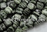 CSJ25 15.5 inches 8*8mm square green silver line jasper beads