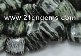 CSJ27 15.5 inches 12*12mm square green silver line jasper beads