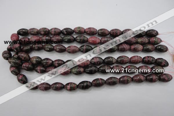 CSJ271 15.5 inches 10*14mm rice dyed green silver line jasper beads