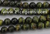 CSJ292 15.5 inches 8mm round dyed green silver line jasper beads