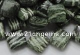 CSJ30 15.5 inches 12*12mm diamond green silver line jasper beads