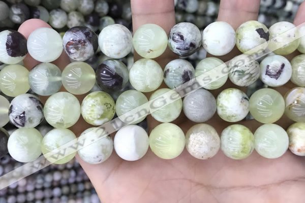 CSJ304 15.5 inches 12mm round serpentine new jade beads wholesale