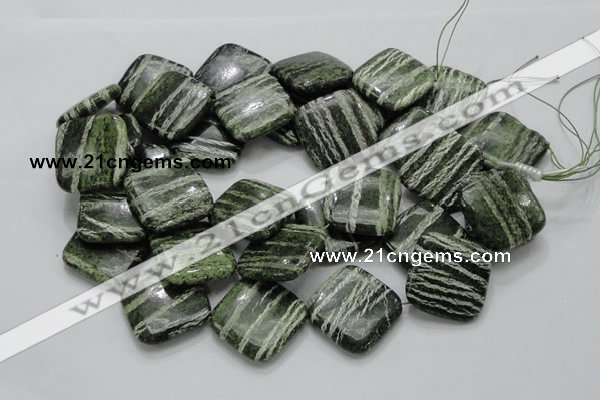 CSJ33 15.5 inches 30*30mm diamond green silver line jasper beads