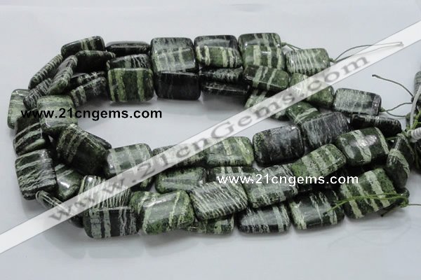 CSJ38 15.5 inches 18*25mm rectangle green silver line jasper beads