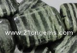 CSJ40 15.5 inches 30*40mm rectangle green silver line jasper beads