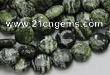 CSJ41 15.5 inches 10mm flat round green silver line jasper beads