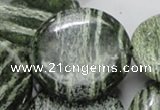 CSJ48 15.5 inches 40mm flat round green silver line jasper beads