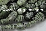 CSJ50 15.5 inches 8*12mm oval green silver line jasper beads