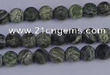 CSJ500 15.5 inches 4mm round matte green silver line jasper beads