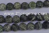 CSJ501 15.5 inches 6mm round matte green silver line jasper beads