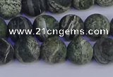 CSJ503 15.5 inches 10mm round matte green silver line jasper beads