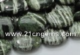 CSJ52 15.5 inches 13*18mm oval green silver line jasper beads