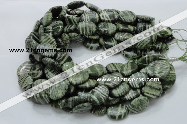 CSJ54 15.5 inches 18*25mm oval green silver line jasper beads