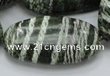 CSJ59 15.5 inches 25*50mm oval green silver line jasper beads